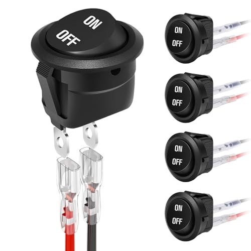 XINYIELE 12 Volt Round Rocker SwitchOn Off Rocker DC SwitchRound Toggle Switch2 Pin SPST Switch Button 6A250V 10A125V AC Small Electric Switch with Wires for Car Stereo Marine BoatONOff5Pcs - Image 1