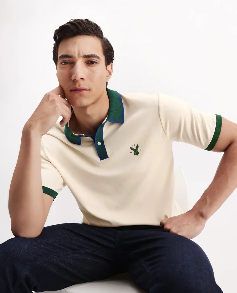 Rare Rabbit Men's Contrasting Details Knitted Polo