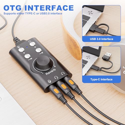 Facmogu Voice Changer with Multi Sound Effects, Portable USB 3.0/ Type-C to 3.5mm Jack Game Voice Changer, Virtual 7.1 Surround Sound Voice Disguiser Device for PS4/ PS5/ Windows、MacOS PC/Laptop/Phone - Image 4