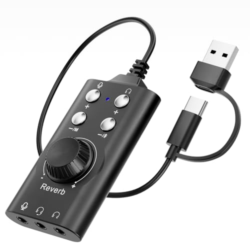 Facmogu Voice Changer with Multi Sound Effects, Portable USB 3.0/ Type-C to 3.5mm Jack Game Voice Changer, Virtual 7.1 Surround Sound Voice Disguiser Device for PS4/ PS5/ Windows、MacOS PC/Laptop/Phone - Image 1