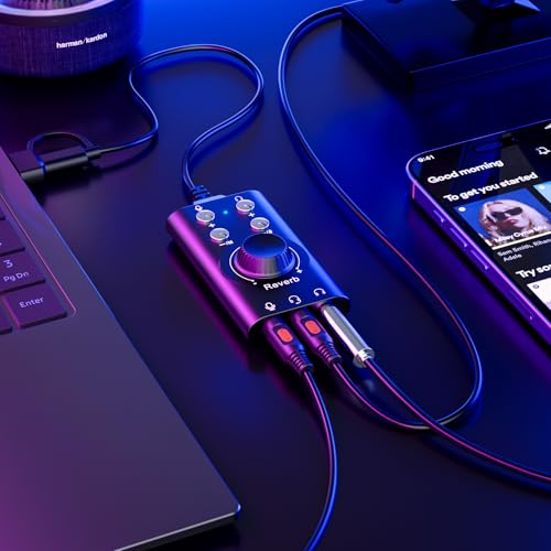 Facmogu Voice Changer with Multi Sound Effects, Portable USB 3.0/ Type-C to 3.5mm Jack Game Voice Changer, Virtual 7.1 Surround Sound Voice Disguiser Device for PS4/ PS5/ Windows、MacOS PC/Laptop/Phone - Image 2