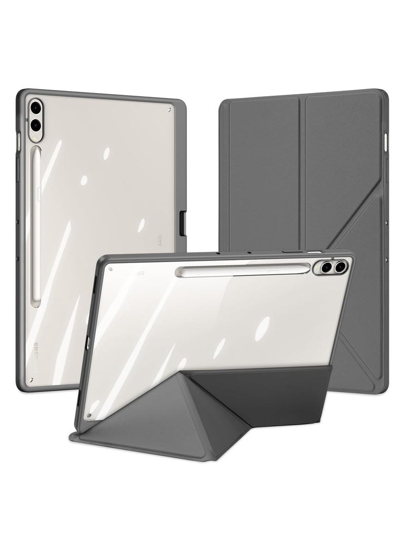 Transparent case compatible with Samsung Galaxy Tab S10 Plus/Tab S10+ 12.4-inch (2024), smart magnetic clamshell stand Soft TPU back cover with automatic sleep wake function