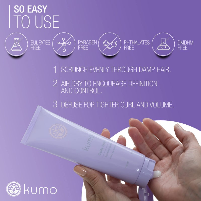 Kumo Curl Envy Defining Creme - With Argan Oil for Color Protection, Damaged, Frizzy Hair Concerns, Restorative, Organic, Sulfate & Paraben-Free, Phthalate & Gluten-Free, Cruelty-Free, Vegan - Image 3