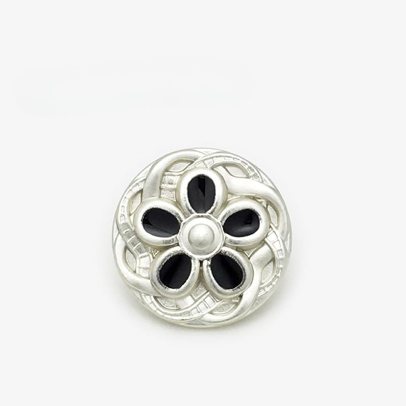 20 pcs 18/22mm Golden White Pearl Flower Buttons Coat for Sewing(Silver White,22 mm) - Image 1