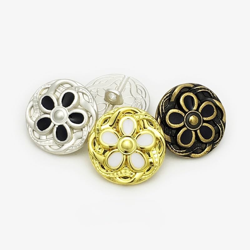 20 pcs 18/22mm Golden White Pearl Flower Buttons Coat for Sewing(Silver White,22 mm) - Image 3