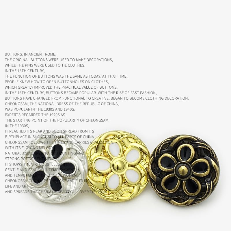20 pcs 18/22mm Golden White Pearl Flower Buttons Coat for Sewing(Silver White,22 mm) - Image 4