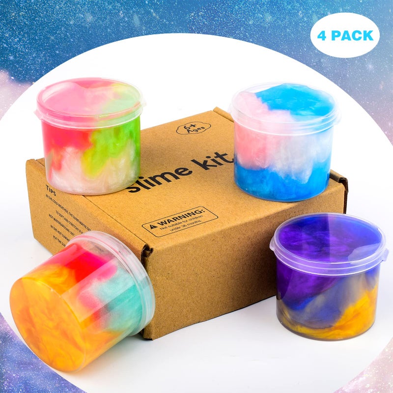WUJYLY 4 Pack Galaxy Slime Kit,Party Favors for Kids, Non Sticky,Wet,Stress & Anxiety Relief,Slime Bulk for Boys Girl,Cute Stuffers,Super Soft Sludge Toy - Image 3