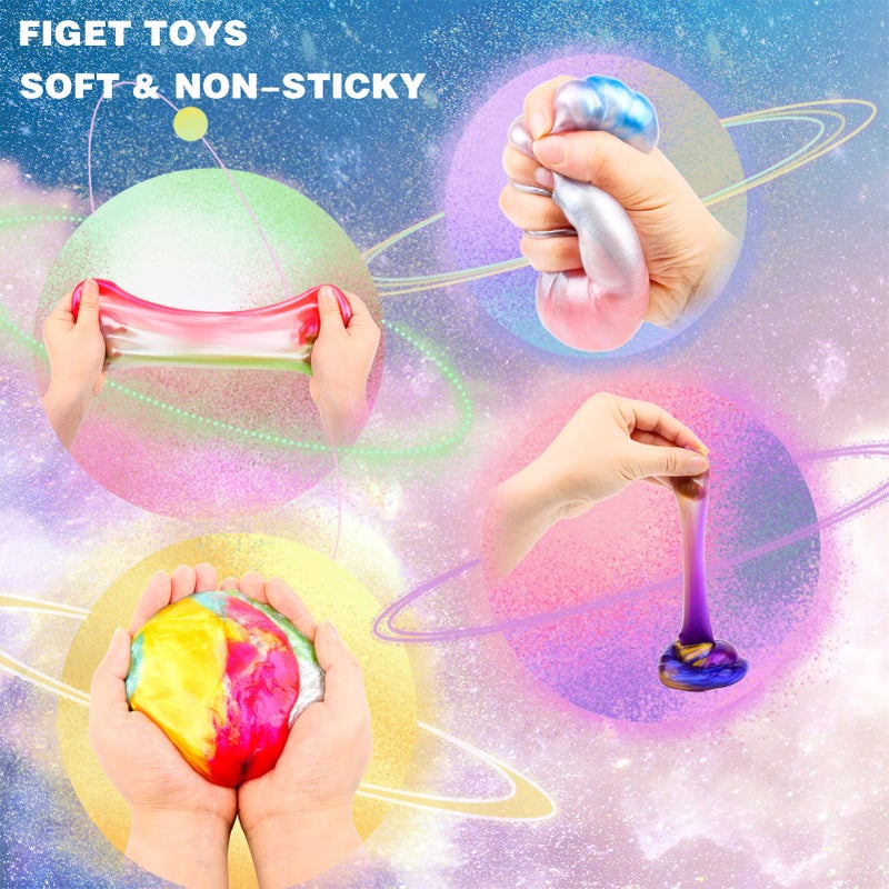 WUJYLY 4 Pack Galaxy Slime Kit,Party Favors for Kids, Non Sticky,Wet,Stress & Anxiety Relief,Slime Bulk for Boys Girl,Cute Stuffers,Super Soft Sludge Toy - Image 2
