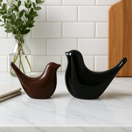 SRJANA Creative Black and Brown Glossy Ceramic Birds Figurines Home Decorations Accessories Party (Pack of 2, Black and Brown) - Image 3