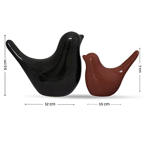 SRJANA Creative Black and Brown Glossy Ceramic Birds Figurines Home Decorations Accessories Party (Pack of 2, Black and Brown) - Image 4
