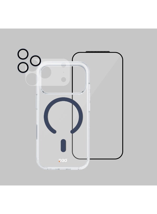 ارمور برو مجموعة حماية 4-in-1، iPhone 17 Pro، تقنية D3O، وضوح HD، مضاد للانعكاس، أزرق داكن - Image 5