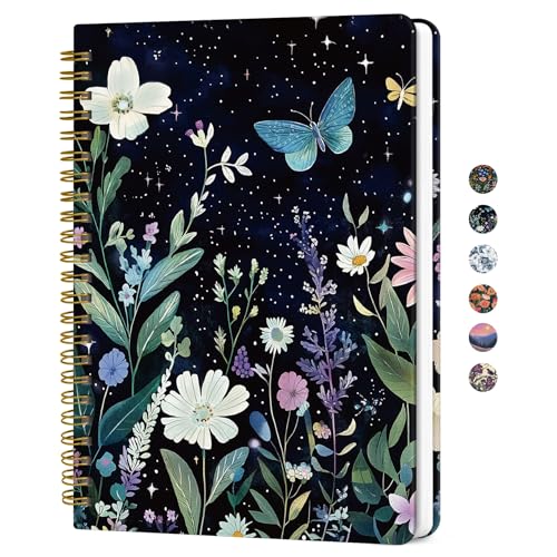 ZOTIA Lined Spiral Journal for Women, A5 Hardcover Cute Notebook for Work & Note Taking, Aesthetic Pretty Journal for Writing, 140 Pages, 6"x8", Celestial - Image 1