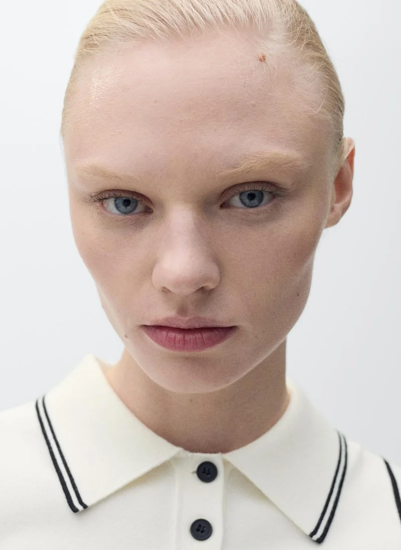 MANGO Polo-Neck Contrasting Trims Top