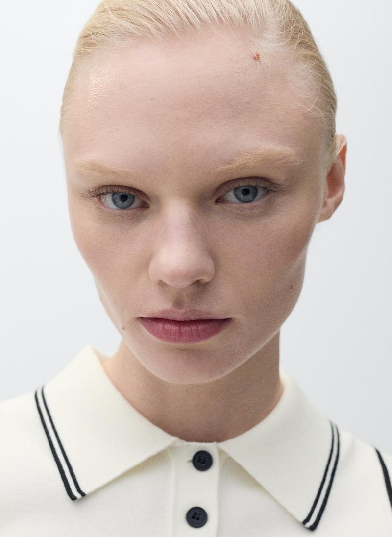 MANGO - Polo-Neck Contrasting Trims Top - Image 1