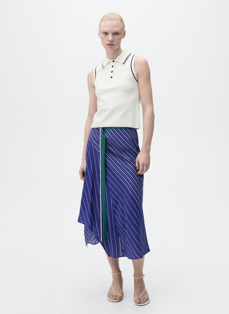 MANGO - Polo-Neck Contrasting Trims Top - Image 1