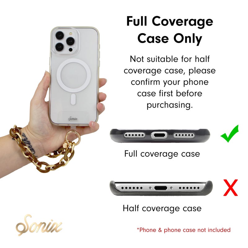 Sonix Phone Wristlet - Detachable Universal Smartphone Wrist Strap, Hands-Free Lanyard Cellphonee Bracelet with Tether Tab | Chain Link | Brown Marble - Image 2
