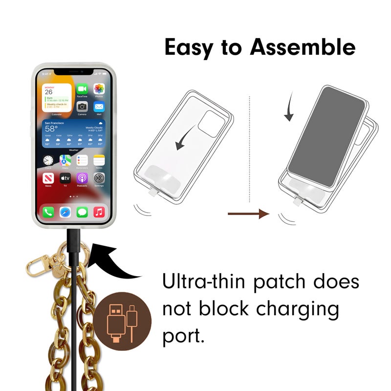 Sonix Phone Wristlet - Detachable Universal Smartphone Wrist Strap, Hands-Free Lanyard Cellphonee Bracelet with Tether Tab | Chain Link | Brown Marble - Image 3