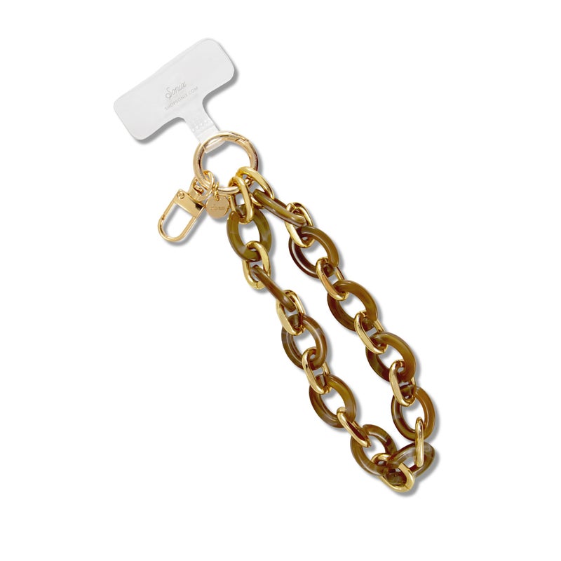 Sonix Phone Wristlet - Detachable Universal Smartphone Wrist Strap, Hands-Free Lanyard Cellphonee Bracelet with Tether Tab | Chain Link | Brown Marble - Image 1