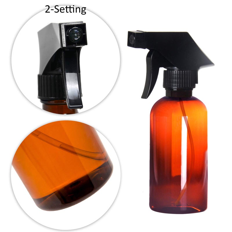 Youngever 6 Pack Empty Amber Plastic Spray Bottles, 8 Ounce Refillable Container for Essential Oils, Cleaning Products, or Aromatherapy, Trigger Sprayer with Mist and Stream Settings - Image 4