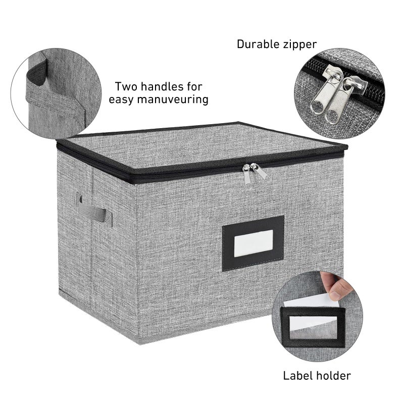 HURZMORO Wine Glass Storage Box with Dividers â€“ Durable Oxford Fabric Stemware Case for 12 Highball Glasses,Stackable & Portable Wine Glass Storage Box with Handles & Zipper for Safe Moving (2-Pack) - Image 4