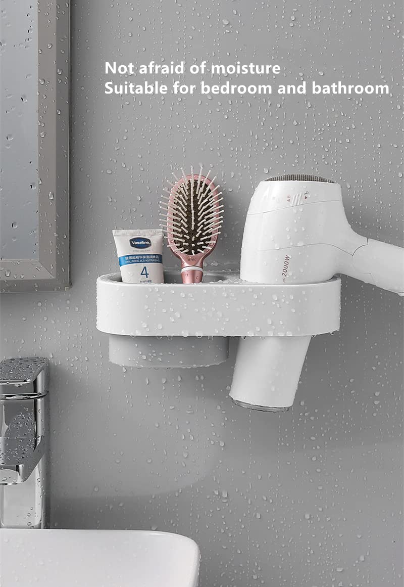 TGOPIT TGOPIT Hair Dryer Rack Comb Holder Self Adhesive Multipurpose Hair Dryer and Wall Mounted Hair Straightener Stand for Bathroom and Dressing Room Abs Plastic Material No Drilling Installation White - Image 4