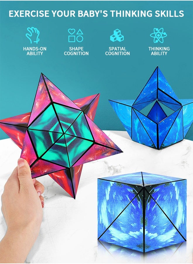 GROIC - 2-Pack Transforming Box, 3D Rubik's Cube Set, Rubik's Cube Magnet Fidget Toys, Magnetic Rubik's Cube Transforms into 70+ Shapes, Educational Toys for Kids - Image 1