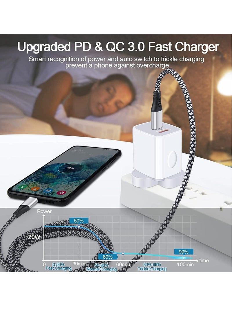 Galaxy A13/A12/A23/A52s/A32/A33/A22/Z Fold 4/Z Flip 4 USB C Charger Plug,20W Dual Ports PD & QC 3.0 Mains Wall Charger Plug,Type C Plug Fast Charging Power Adapter With Samsung Galaxy A13,iPhone12/13 - Image 5