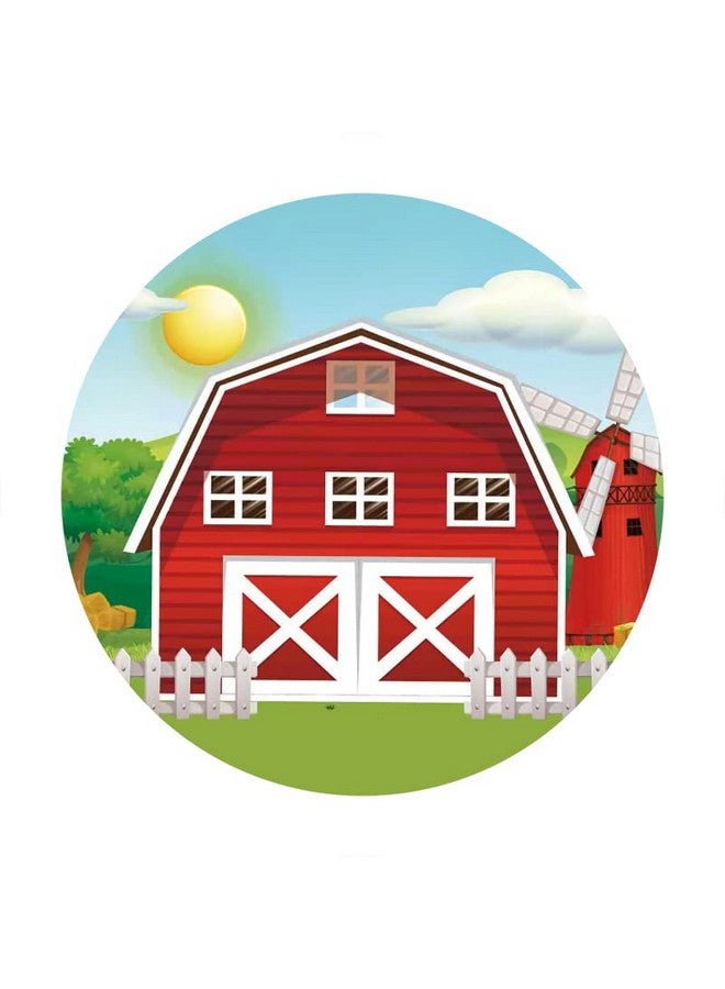 AOFOTO خلفية مزرعة دائرية 6.5X6.5 قدم للتصوير كرتون باب حظيرة خشبي أحمر زينة حفلات الأطفال حفلة استقبال المولود عيد ميلاد احتفال طاولة كعكة لوازم جدار هدايا فوتوكول props كشك تصوير - Image 5