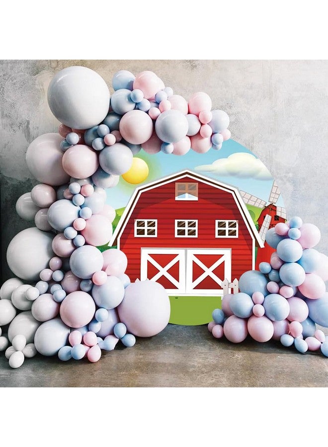 AOFOTO خلفية مزرعة دائرية 6.5X6.5 قدم للتصوير كرتون باب حظيرة خشبي أحمر زينة حفلات الأطفال حفلة استقبال المولود عيد ميلاد احتفال طاولة كعكة لوازم جدار هدايا فوتوكول props كشك تصوير - Image 4