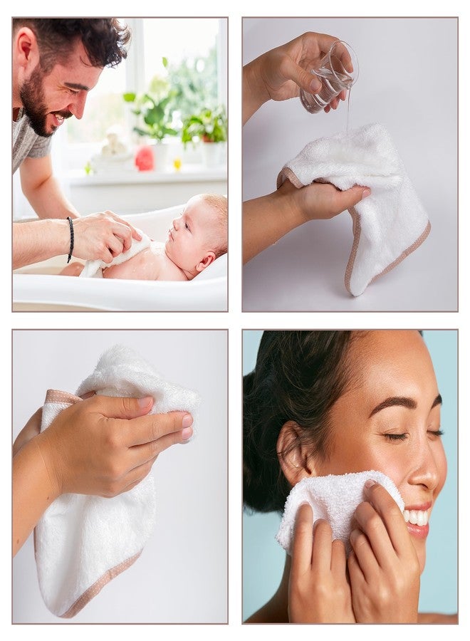 Warm Cuddles Soft Washcloths Set - Absorbent, Natural Baby Wash Cloth for Delicate Skin - Large 12"x12" Baby Bath Towels - Newborn Face Towel (White) - Image 3