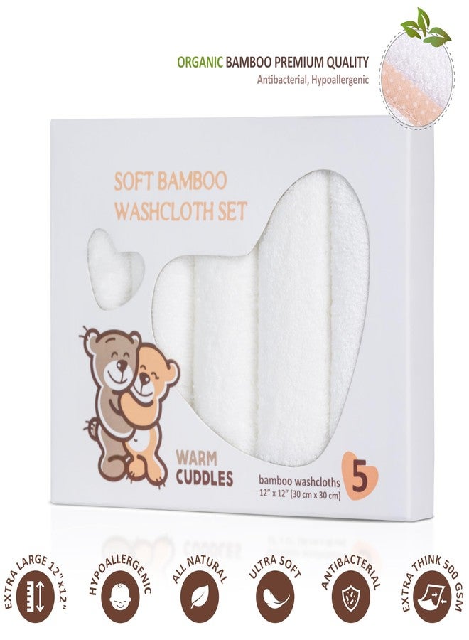 Warm Cuddles Soft Washcloths Set - Absorbent, Natural Baby Wash Cloth for Delicate Skin - Large 12"x12" Baby Bath Towels - Newborn Face Towel (White) - Image 2