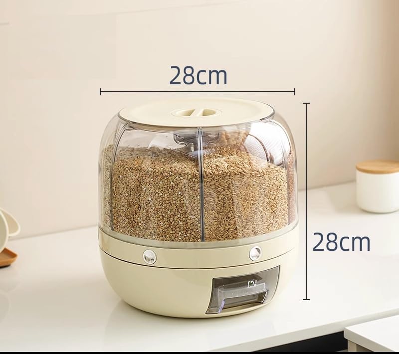 Delavala Large Grain Dispenser, Grain and Rice Storage Container Kitchen, 360° Rotating 6 Grid Cereal Dispenser, Dry Food Soybean Corn Sugar Flour Dog Cat Food spice Rack Dispenser Bucket Kitchen - Image 4