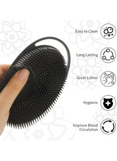 BTFMEI 1 PCS Upgrade 2 in 1 Body Scrubber and Hair Shampoo Brush, Soft Silicone Loofah Exfoliating for Use in Shower, Premium Silicone Loofah, Scalp Massager, Bath and Shampoo Wash Brush for Skin Exfoliation Men Women Kid ( Black)  - Image 5