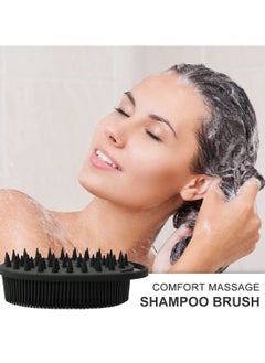 BTFMEI 1 PCS Upgrade 2 in 1 Body Scrubber and Hair Shampoo Brush, Soft Silicone Loofah Exfoliating for Use in Shower, Premium Silicone Loofah, Scalp Massager, Bath and Shampoo Wash Brush for Skin Exfoliation Men Women Kid ( Black)  - Image 2