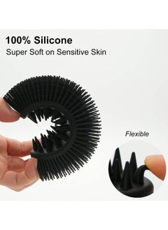 BTFMEI 1 PCS Upgrade 2 in 1 Bath and Shampoo Body Brush, Soft Silicone Loofah Exfoliating for Use in Shower, Premium Silicone Loofah, Head Scrubber, Scalp Massager, Body Scrubber for Skin Exfoliation Men Women Kid ( Black)  - Image 3