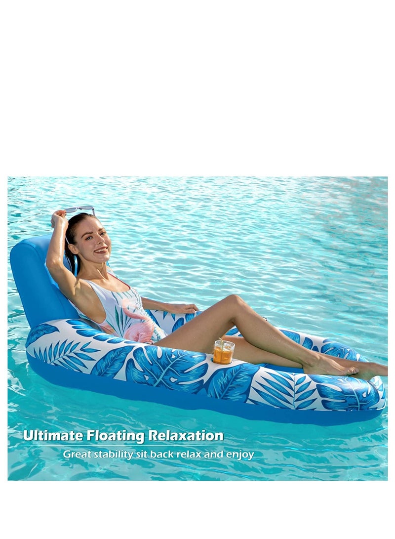 Y&D Inflatable Pool Float Adult Floaties Lounger Floats Rafts Floating Chair Water Floaty for Swimming Lake Lounge with Cup Holders Beach Party Toys Adults Kids  - Image 4