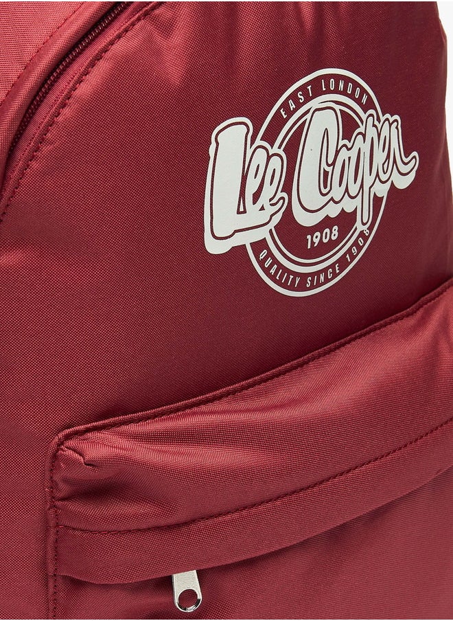 Lee Cooper Women Logo Print Backpack with Adjustable Straps and Zip Closure - 32x14x37 cm  - Image 3