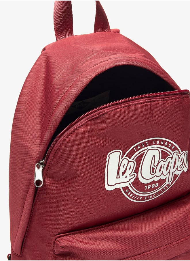 Lee Cooper Women Logo Print Backpack with Adjustable Straps and Zip Closure - 32x14x37 cm  - Image 4