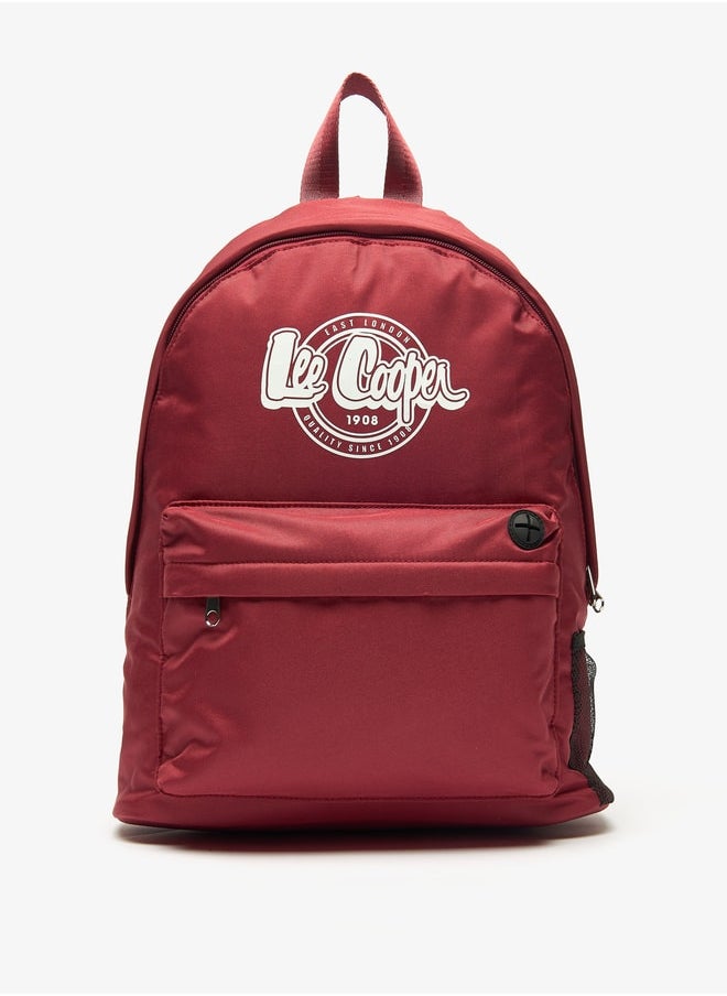 Lee Cooper Women Logo Print Backpack with Adjustable Straps and Zip Closure - 32x14x37 cm  - Image 1