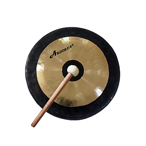 Arborea Mini Chau Gong with Mallet and Stand Hand-hammered Table Therapy and Healing Home or Office Meditation gong (10" Chau Gong) - Image 3