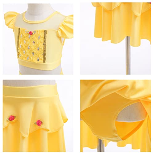 MYRISAM Girls Belle Princess Two Piece Tankini Swimsuits Cosplay Party Bathing Suits Ruffles Beach Surf Swimming Swimwear Bikini Set 5-6T - Image 5
