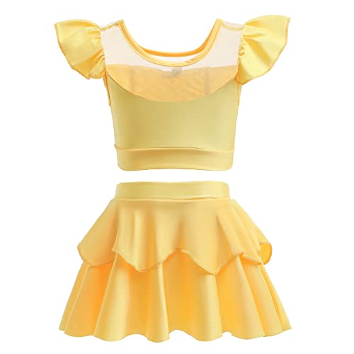 MYRISAM Girls Belle Princess Two Piece Tankini Swimsuits Cosplay Party Bathing Suits Ruffles Beach Surf Swimming Swimwear Bikini Set 5-6T - Image 4