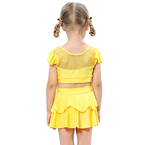 MYRISAM Girls Belle Princess Two Piece Tankini Swimsuits Cosplay Party Bathing Suits Ruffles Beach Surf Swimming Swimwear Bikini Set 5-6T - Image 2