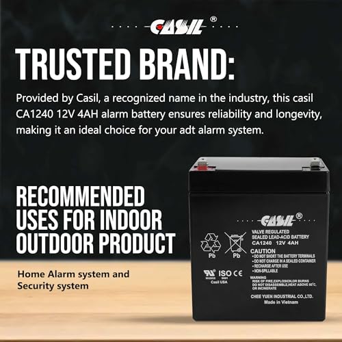 Casil CA-1240 12V 4AH Alarm System Battery Back Up Vista 20P ADT - Image 3