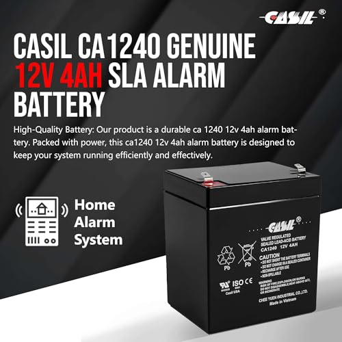 Casil CA-1240 12V 4AH Alarm System Battery Back Up Vista 20P ADT - Image 2