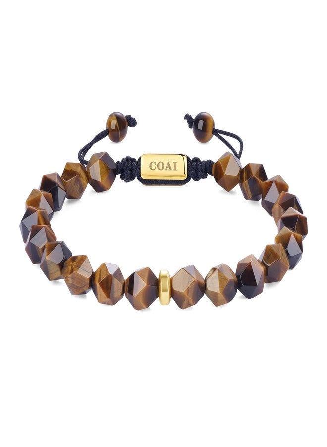 COAI Tiger Eye Bracelet for Men, 8MM Faceted Healing Crystal Jewelry Beaded Bracelet for Men - Image 1