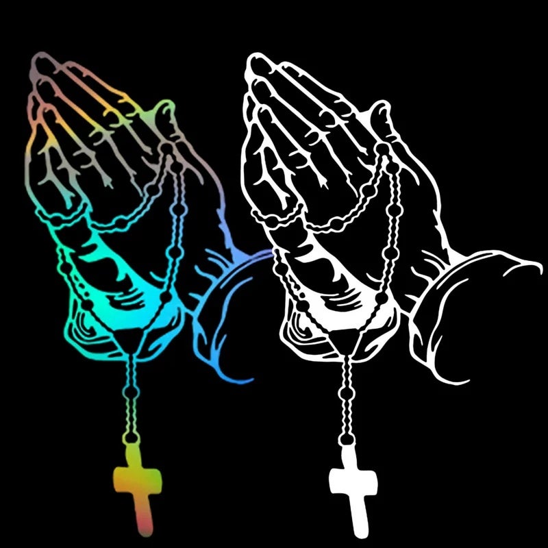 Colorful Car Prayer Gesture Laser Stickers Fashion Styling Auto Body Decoration Stickers Rear Windshield Decals Accessories - Image 2