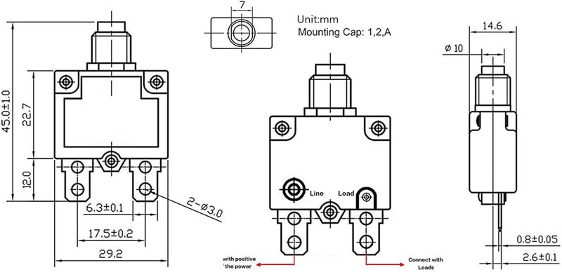 Fuzbaxy 5PCS 15Amp Circuit Breakers with Push Button Reset 32VDC,AC125-250V with Quick Connect Terminals and Waterproof Button Cap - Image 5