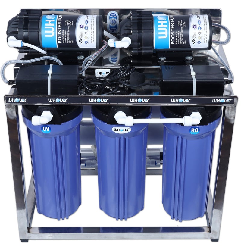 WHOLER 25 LPH Commercial RO Water Purifier Plant |Double 100 GPD Booster Pump | Full Stainless Steel Body with TDS Adjuster |Post Carbon| High Capacity RO System for Office, School, and Commercial Use - Image 2