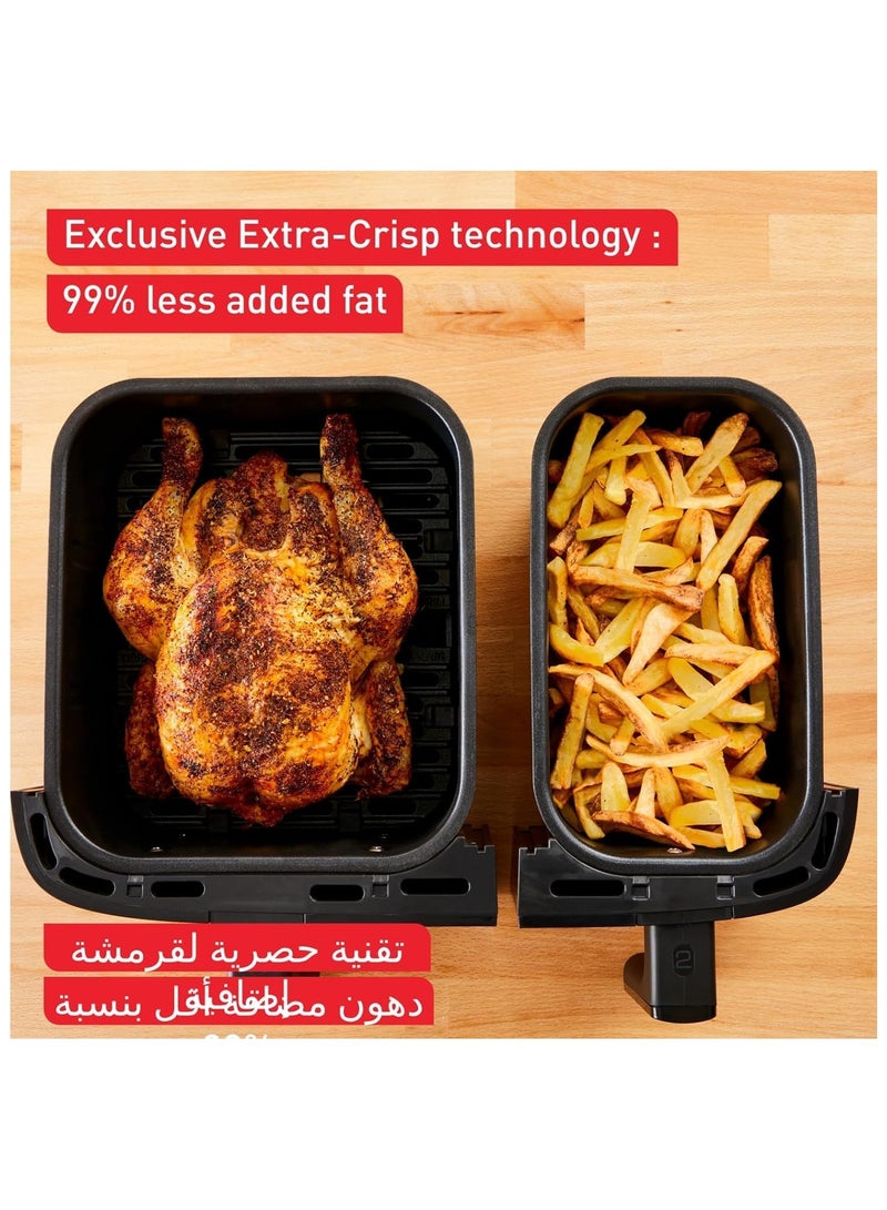 دوتس مقلاة هوائية مزدوجة DOTS بقوة 2700 واط، سعة 8.3 لتر، لون أسود - FRA-D502 - Image 2